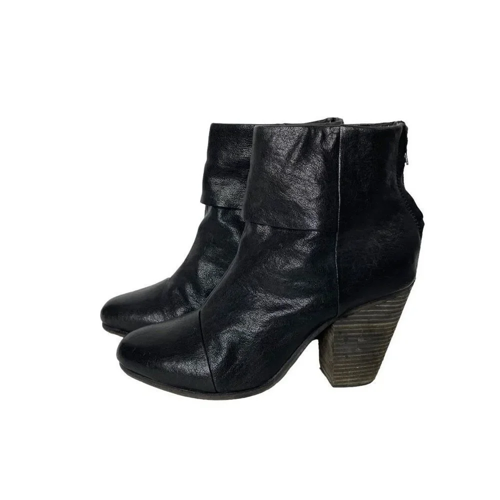 Rag‎ & Bone Newbury leather heeled ankle boots Size 10 black